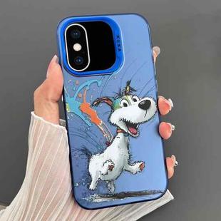 For iPhone XS Max Dual-sided IMD Animal Graffiti TPU + PC Phone Case(Running Dog)