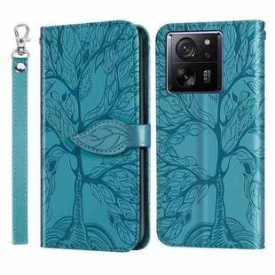 For Xiaomi 13T Life Tree Embossing Pattern Leather Phone Case(Blue)