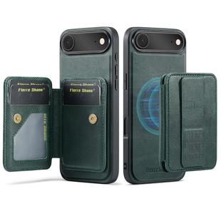 For iPhone Air Fierre Shann Oil Wax Cow Leather Card Holder Back Phone Case(Green)