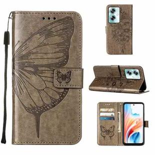 For OPPO A79 5G Embossed Butterfly Leather Phone Case(Grey)