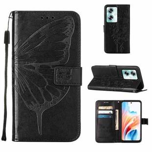For OPPO A79 5G Embossed Butterfly Leather Phone Case(Black)