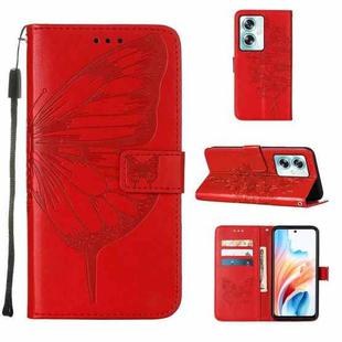 For OPPO A79 5G Embossed Butterfly Leather Phone Case(Red)