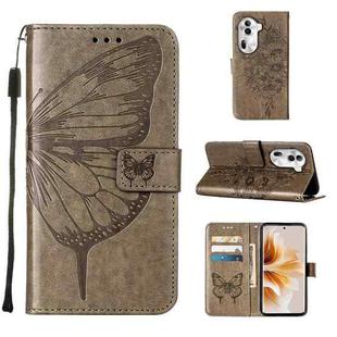 For OPPO Reno11 Pro 5G Global Embossed Butterfly Leather Phone Case(Grey)