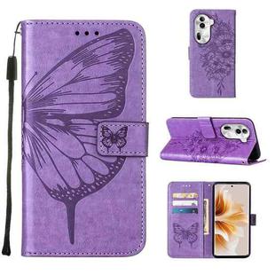 For OPPO Reno11 Pro 5G Global Embossed Butterfly Leather Phone Case(Light Purple)