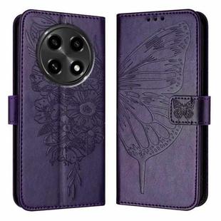 For OPPO A2 Pro 5G / A3 Pro 5G Embossed Butterfly Leather Phone Case(Dark Purple)