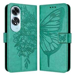 For OPPO A60 4G Global Embossed Butterfly Leather Phone Case(Green)