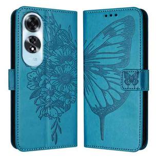 For OPPO A60 4G Global Embossed Butterfly Leather Phone Case(Blue)