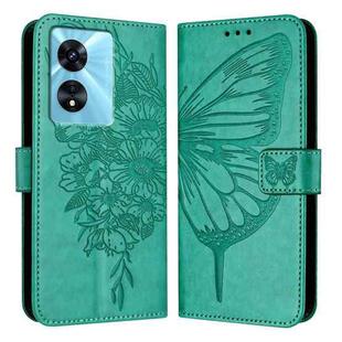 For OPPO A77 5G / A97 5G Embossed Butterfly Leather Phone Case(Green)