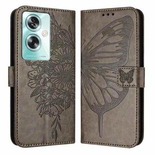 For OPPO A79 5G Global Embossed Butterfly Leather Phone Case(Grey)