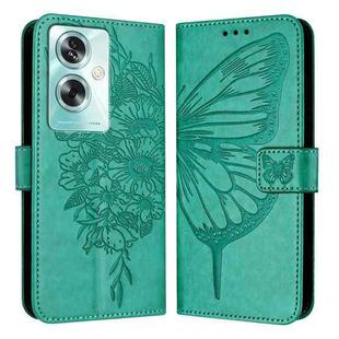 For OPPO A79 5G Global Embossed Butterfly Leather Phone Case(Green)