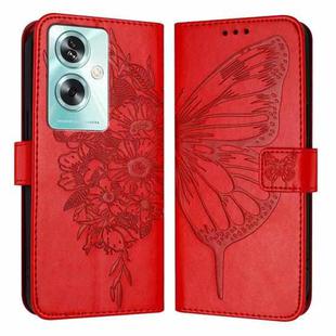 For OPPO A79 5G Global Embossed Butterfly Leather Phone Case(Red)