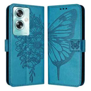 For OPPO A79 5G Global Embossed Butterfly Leather Phone Case(Blue)