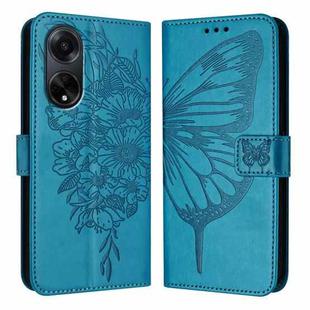 For OPPO A98 5G / F23 5G India Embossed Butterfly Leather Phone Case(Blue)