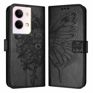 For OPPO Reno9 5G / Reno9 Pro 5G Embossed Butterfly Leather Phone Case(Black)