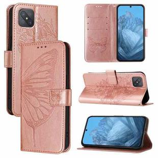 For OPPO A92s Embossed Butterfly Leather Phone Case(Rose Gold)
