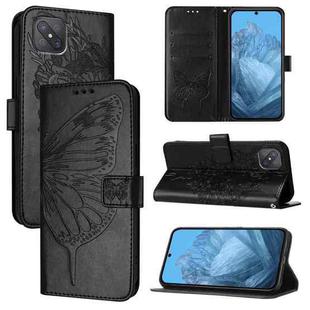 For OPPO A92s Embossed Butterfly Leather Phone Case(Black)
