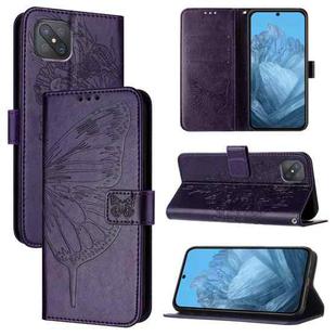 For OPPO A92s Embossed Butterfly Leather Phone Case(Dark Purple)