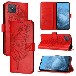 For OPPO A92s Embossed Butterfly Leather Phone Case(Red)