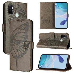 For OPPO A53s 4G / A33 2020 4G Embossed Butterfly Leather Phone Case(Grey)