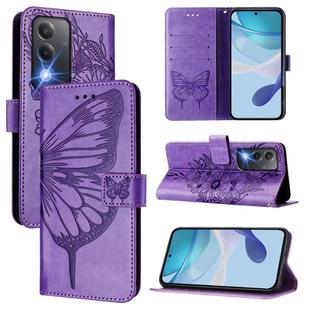 For OPPO A80 5G EU Embossed Butterfly Leather Phone Case(Light Purple)