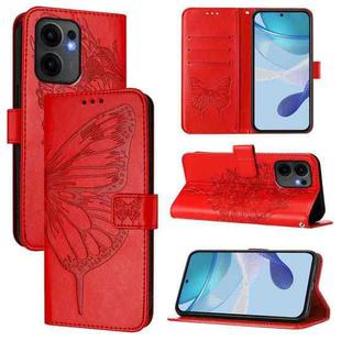 For OPPO Reno13 F 5G Global Embossed Butterfly Leather Phone Case(Red)