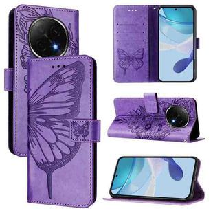 For OPPO A5 Pro China Embossed Butterfly Leather Phone Case(Light Purple)