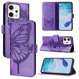 For OPPO Reno14 5G Global Embossed Butterfly Leather Phone Case(Light Purple)