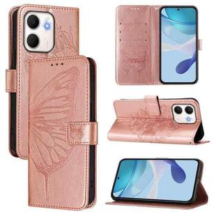 For OPPO A5x 4G Global / 5G Global Embossed Butterfly Leather Phone Case(Rose Gold)