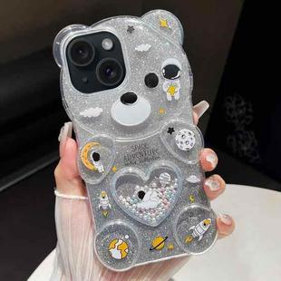 For iPhone 15 Bear Shaped Painted TPU Phone Case(Astronaut)