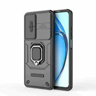 For OPPO A60 4G Global Sliding Camshield TPU + PC Shockproof Phone Case with Holder(Black)