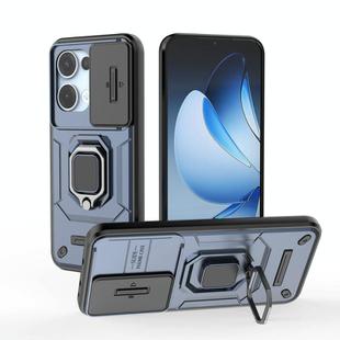 For OPPO Reno13 5G Global Sliding Camshield TPU + PC Shockproof Phone Case with Holder(Blue)