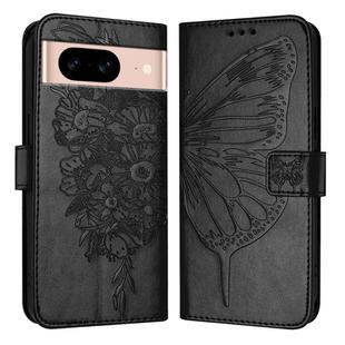 For Google Pixel 8a Embossed Butterfly Leather Phone Case(Black)