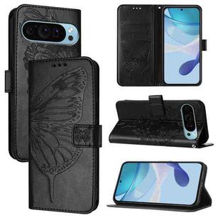 For Google Pixel 9 Pro XL Embossed Butterfly Leather Phone Case(Black)