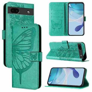 For Google Pixel 6a Embossed Butterfly Leather Phone Case(Green)