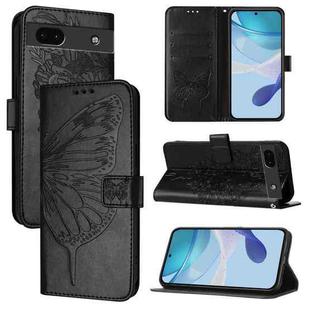 For Google Pixel 6a Embossed Butterfly Leather Phone Case(Black)