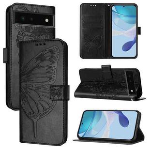 For Google Pixel 6 Embossed Butterfly Leather Phone Case(Black)