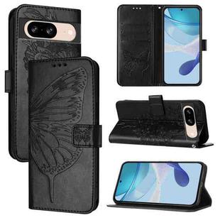 For Google Pixel 8 Embossed Butterfly Leather Phone Case(Black)