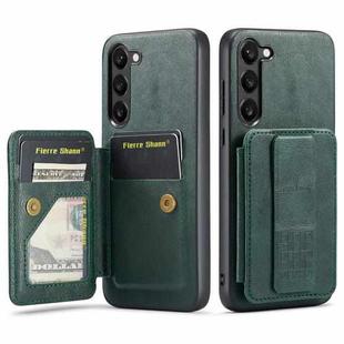 For Samsung Galaxy S23+ 5G Fierre Shann Oil Wax Cow Leather Card Holder Back Phone Case(Green)