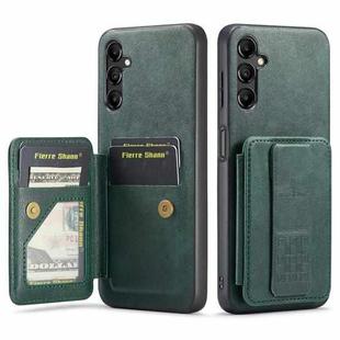 For Samsung Galaxy A13 5G Fierre Shann Oil Wax Cow Leather Card Holder Back Phone Case(Green)