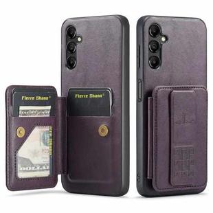 For Samsung Galaxy A14 5G Fierre Shann Oil Wax Cow Leather Card Holder Back Phone Case(Purple)