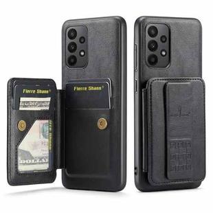 For Samsung Galaxy A33 5G Fierre Shann Oil Wax Cow Leather Card Holder Back Phone Case(Black)