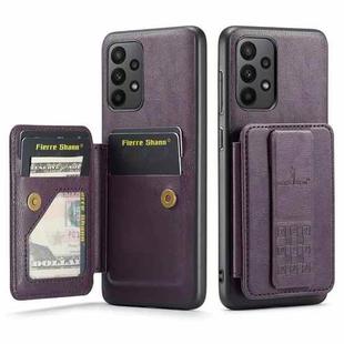 For Samsung Galaxy A52 5G/4G Fierre Shann Oil Wax Cow Leather Card Holder Back Phone Case(Purple)