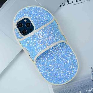 For iPhone 15 Pro Max Creative Glitter Slipper Design TPU Shockproof Phone Case(Blue)