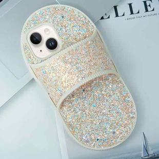 For iPhone 15 Creative Glitter Slipper Design TPU Shockproof Phone Case(Gold)