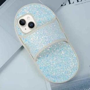 For iPhone 14 Creative Glitter Slipper Design TPU Shockproof Phone Case(white)