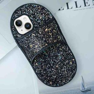 For iPhone 13 Creative Glitter Slipper Design TPU Shockproof Phone Case(Black)