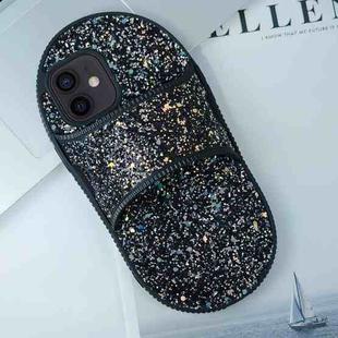 For iPhone 12 Creative Glitter Slipper Design TPU Shockproof Phone Case(Black)
