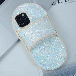For iPhone 12 Pro Creative Glitter Slipper Design TPU Shockproof Phone Case(white)