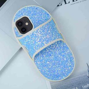 For iPhone 11 Creative Glitter Slipper Design TPU Shockproof Phone Case(Blue)