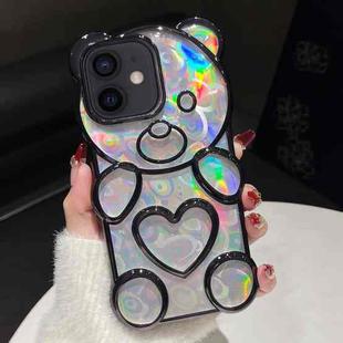 For iPhone 11 Bear Shape Electroplated Laser TPU Phone Case(Black)